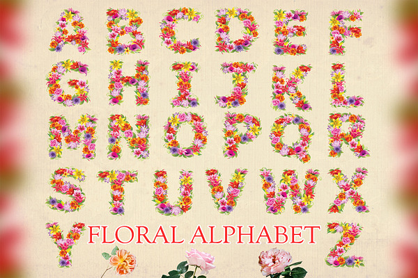 Floral Alphabet Clipart