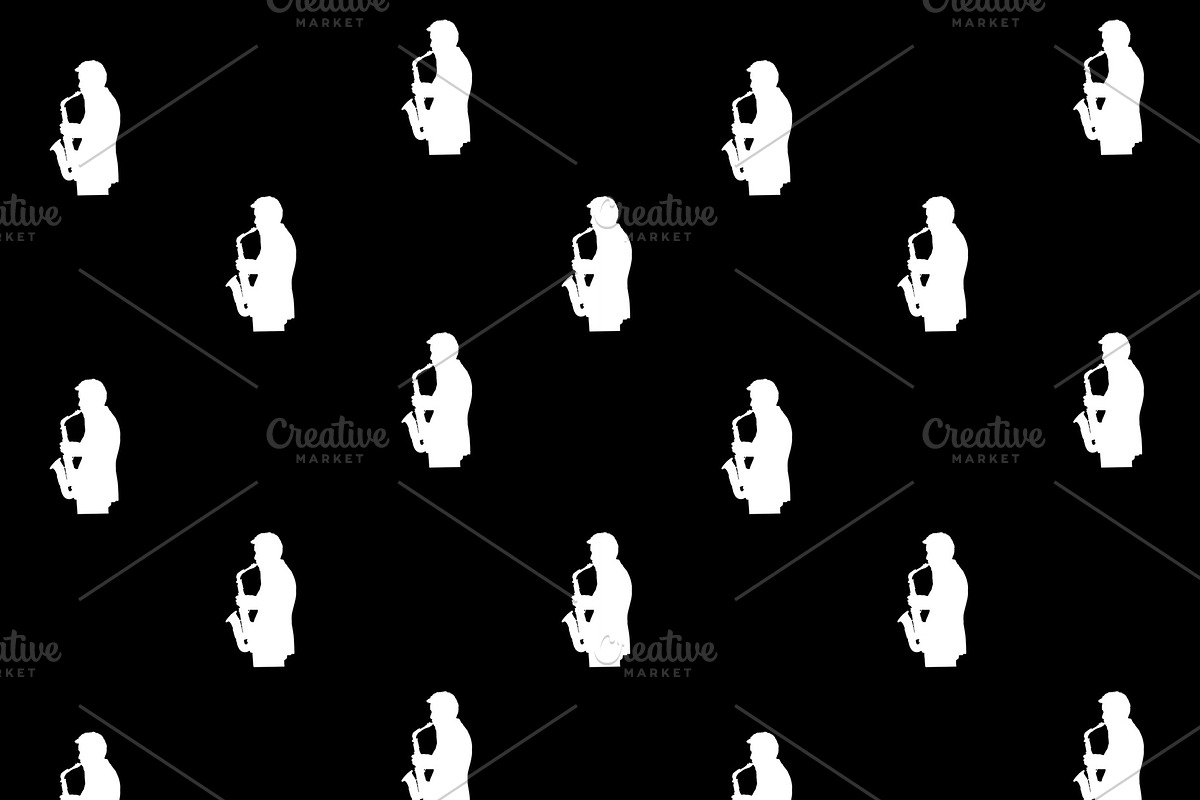 Graphic Silhouette Jazz Player Motif in Patterns - product preview 8