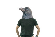 Man with Bird Head Mask Photo Collag