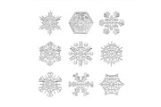 set 3d Snowflake icons grey vector
