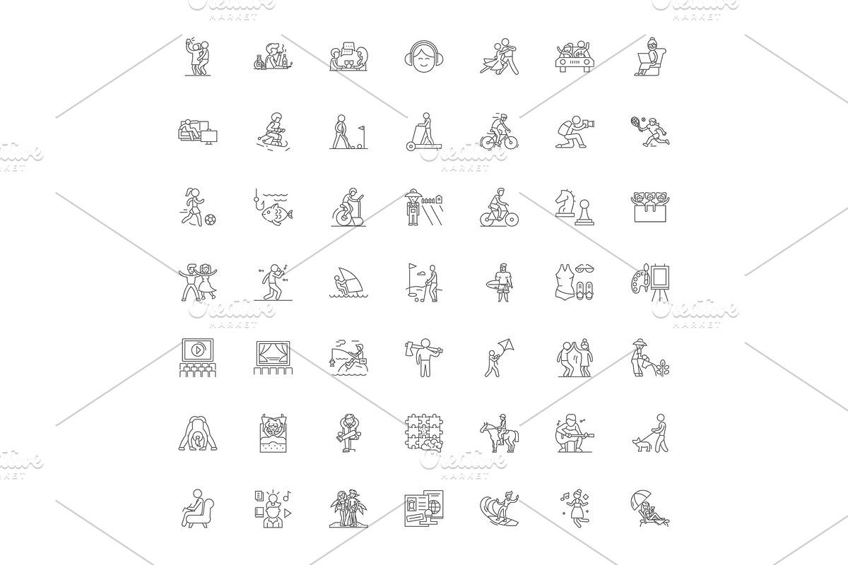 Leisure activities linear icons in Objects - product preview 8