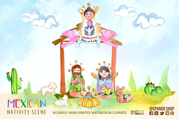 Mexican Nativity Scene clipart in Illustrations - product preview 3