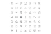 Household linear icons, signs
