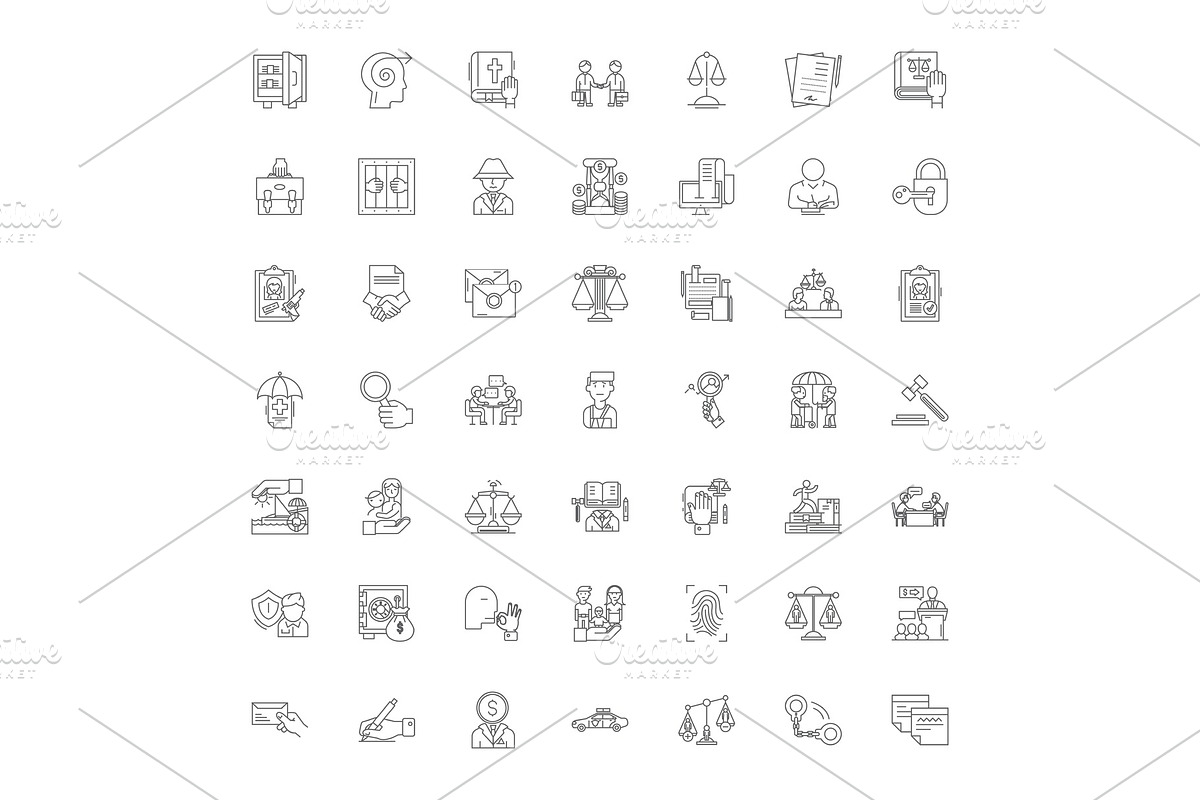 Lawyer linear icons, signs, symbols in Objects - product preview 8