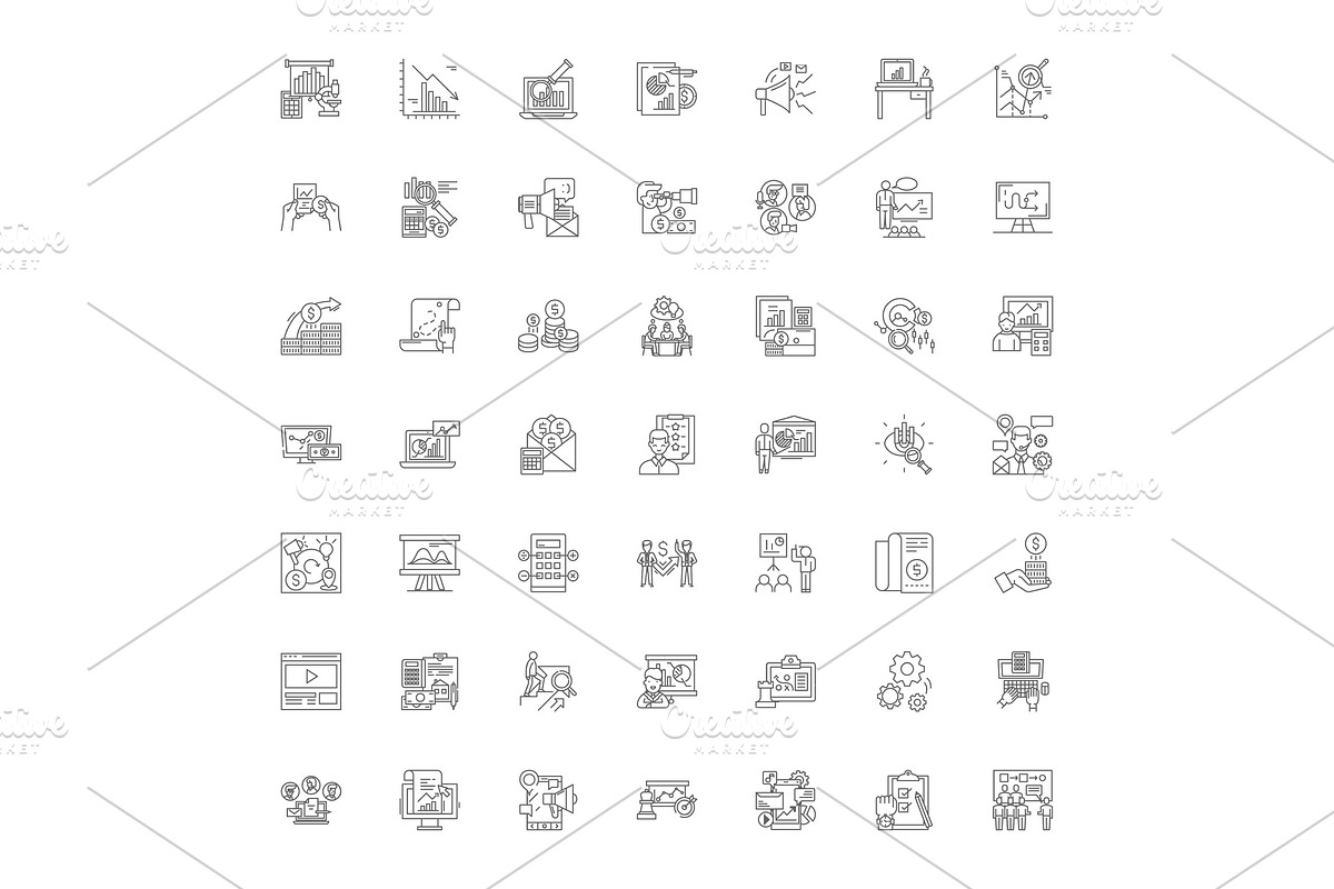 Fiance report linear icons, signs in Objects - product preview 8