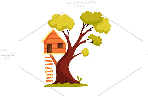 Tree house. Children playground with