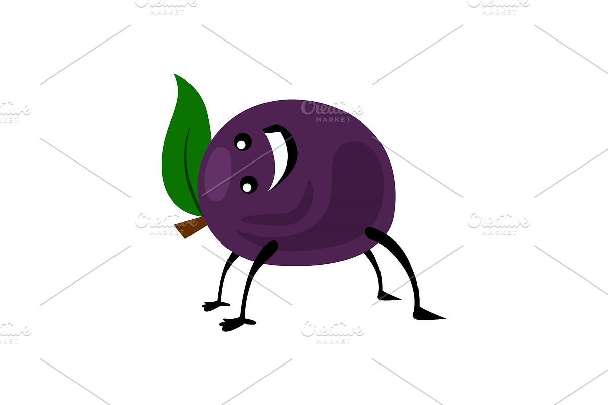 Sport plum character. Funny fruit in Objects - product preview 8