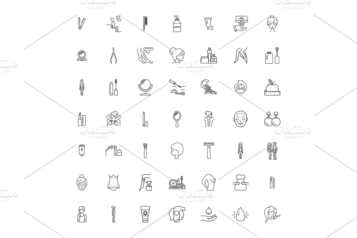 Spa services linear icons, signs in Objects - product preview 8