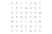 Woman care linear icons, signs