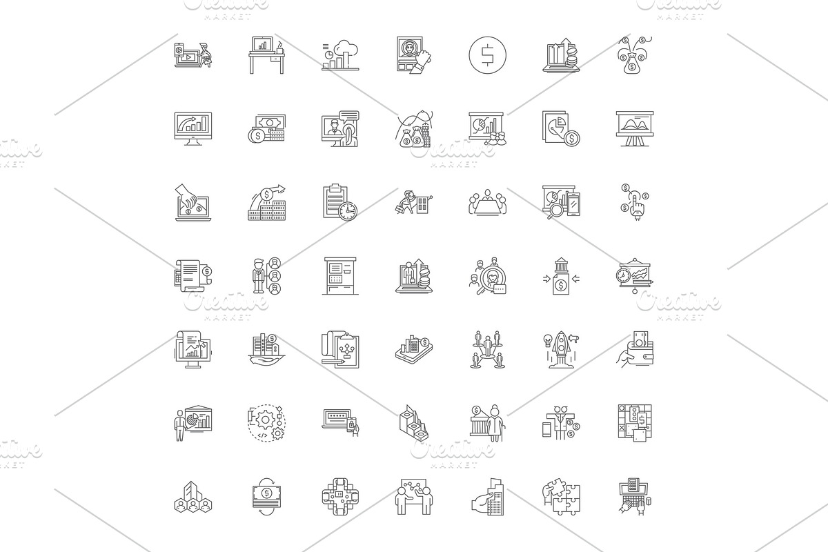 Corporation linear icons, signs in Illustrations - product preview 8
