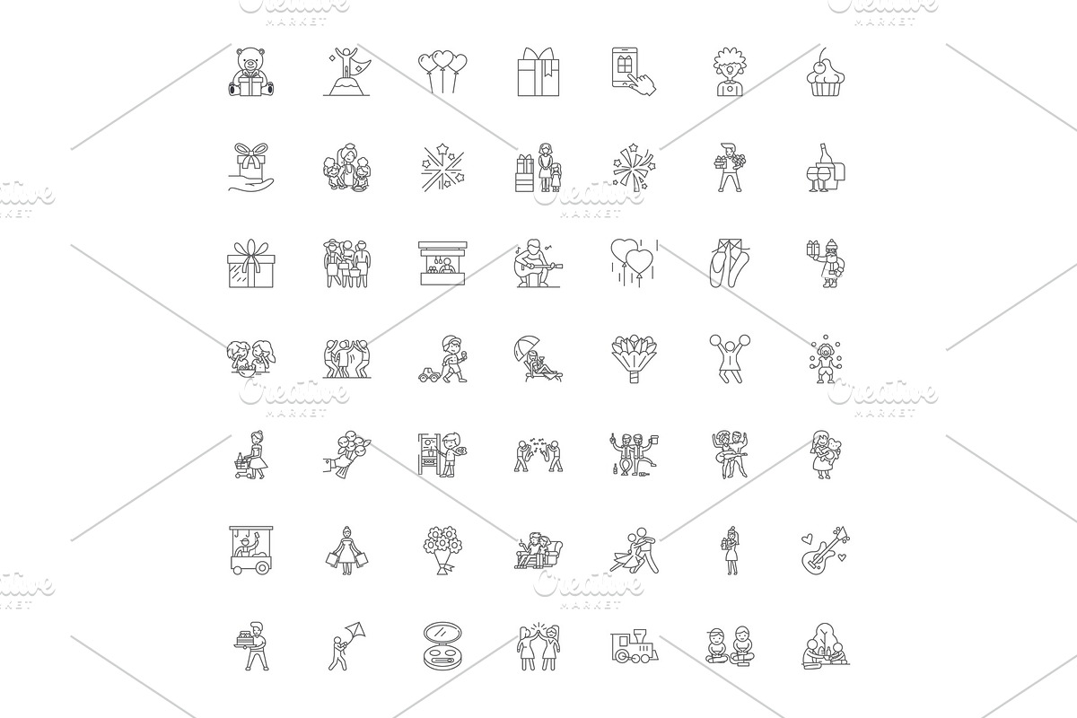 Celebration linear icons, signs in Objects - product preview 8