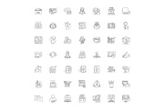 Online study linear icons, signs