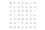Teamwork strategy linear icons