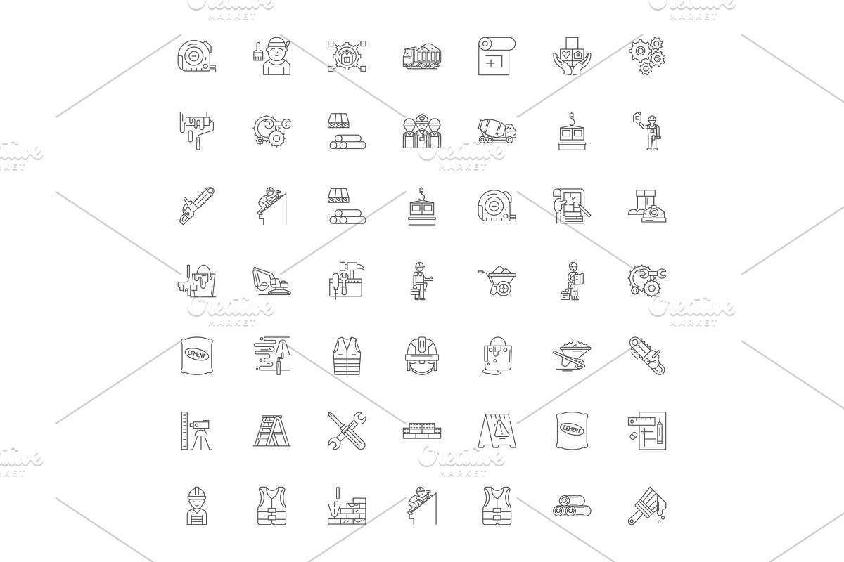 Construction work linear icons in Illustrations - product preview 8