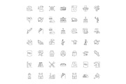 Construction work linear icons