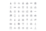 Buildings collection linear icons