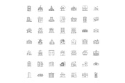 Architectural houses linear icons