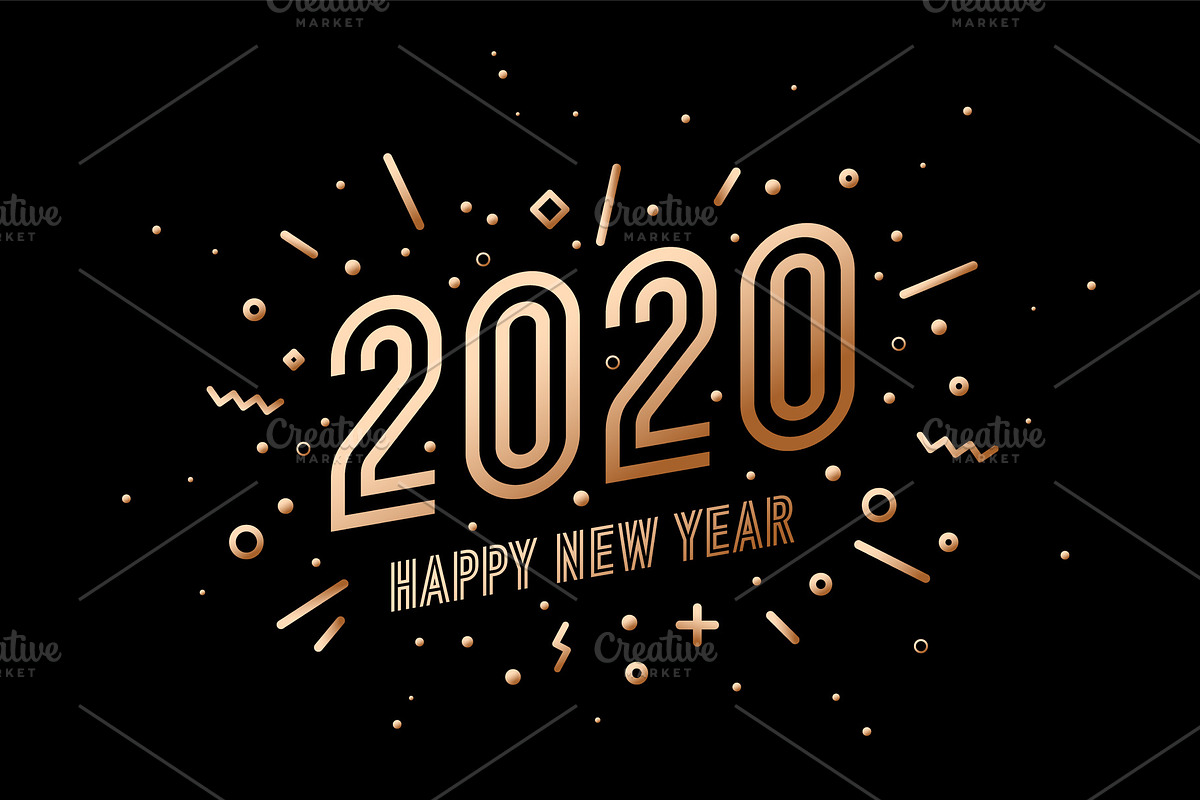 2020, Happy New Year. Greeting card in Illustrations - product preview 8