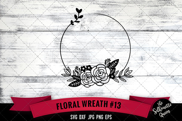 Floral Wreath 13 Vector Silhouette