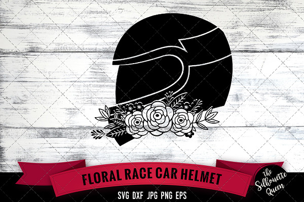 Floral Race Car Helmet Vector