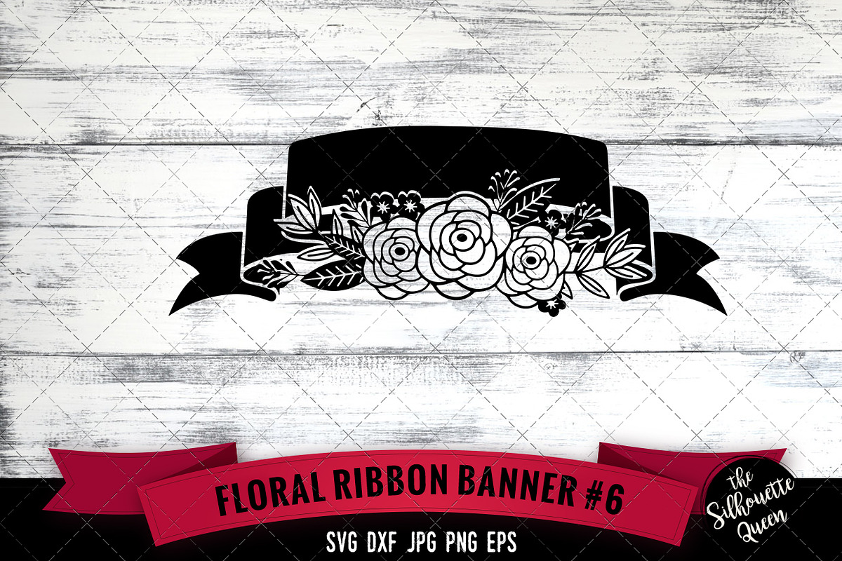 Floral Ribbon 6 Vector Silhouette in Illustrations - product preview 8