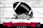 Floral American football Ball Vector
