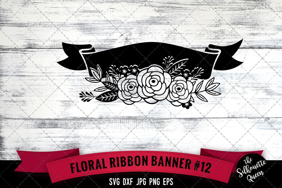 Floral Ribbon 12 Vector Silhouette in Illustrations - product preview 8