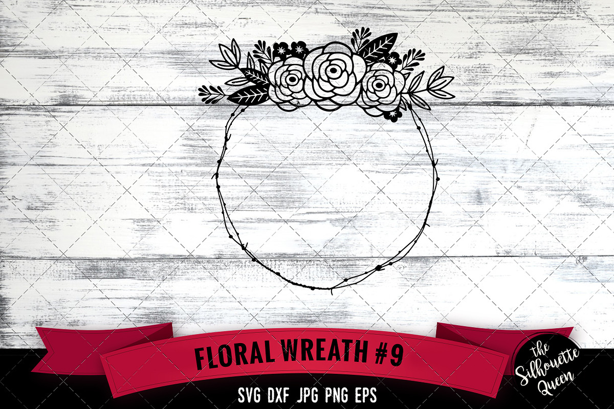 Floral Wreath 9 Vector Silhouette Fi in Illustrations - product preview 8