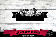 Floral Ribbon 1 Vector Silhouette