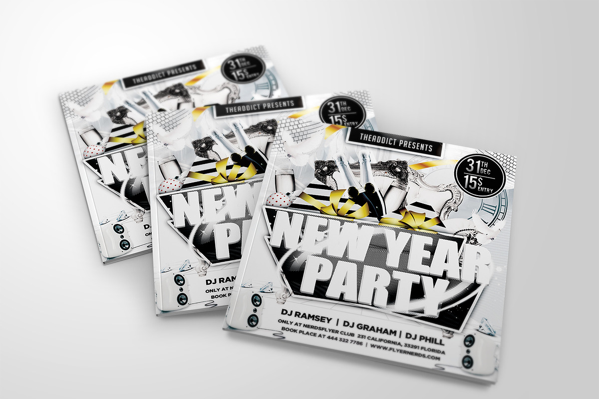 White New Year Party Flyer in Flyer Templates - product preview 8