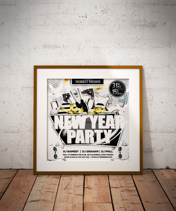 White New Year Party Flyer in Flyer Templates - product preview 2