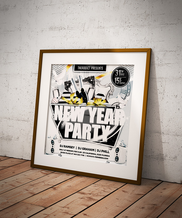 White New Year Party Flyer in Flyer Templates - product preview 3