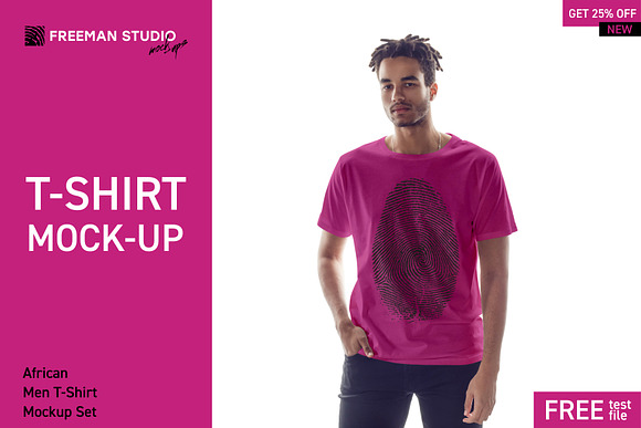 African Men T-Shirt Mock-Up Set in Product Mockups - product preview 15