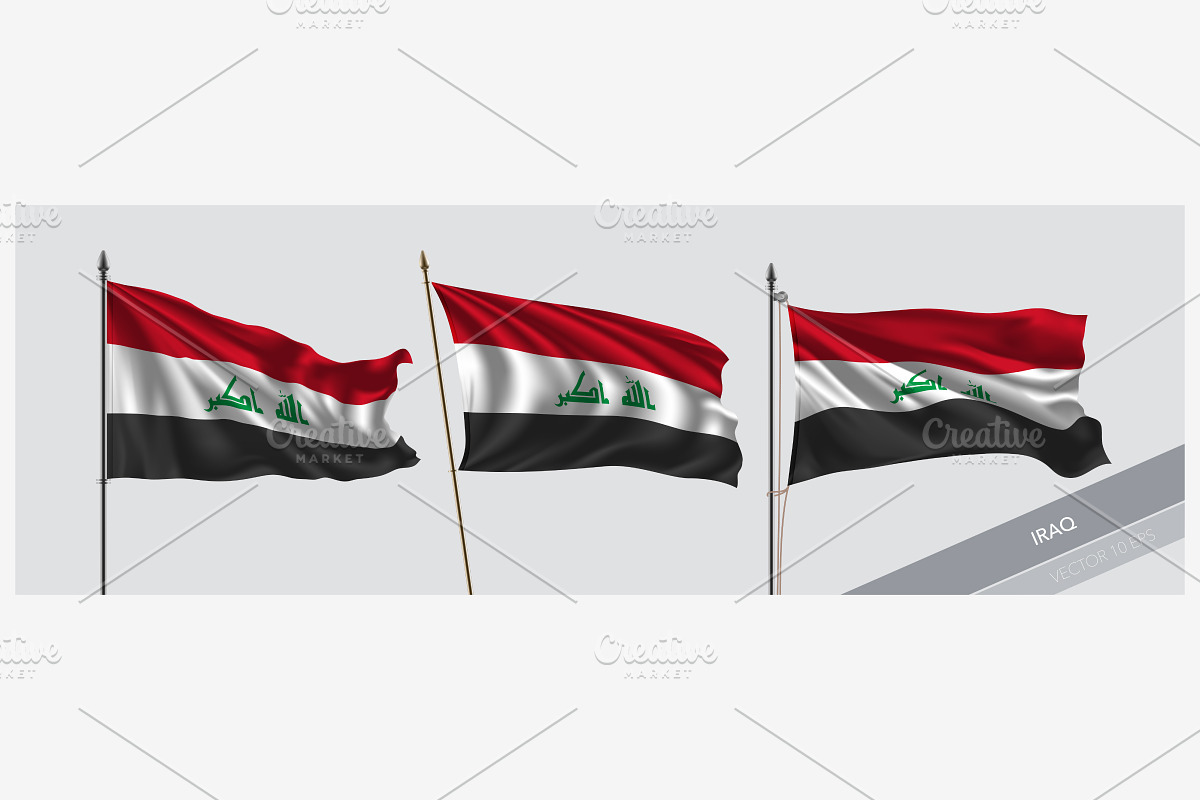 Set of Iraq waving flag vector in Illustrations - product preview 8
