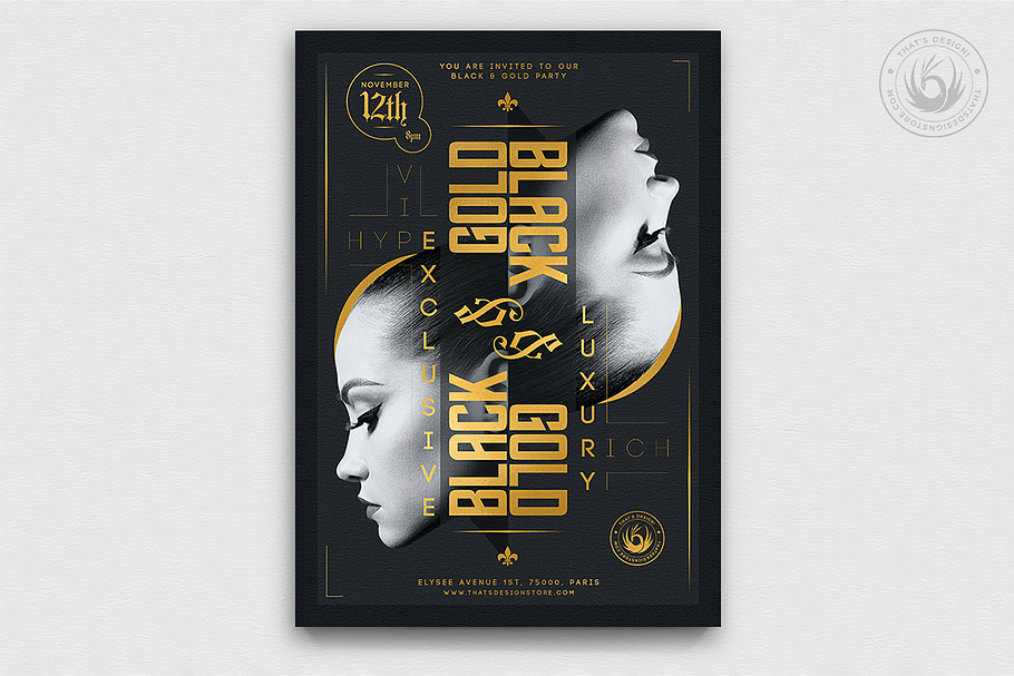Black and Gold Flyer Template V17 in Flyer Templates - product preview 8