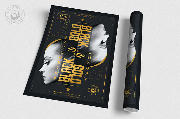 Black and Gold Flyer Template V17 in Flyer Templates - product preview 2
