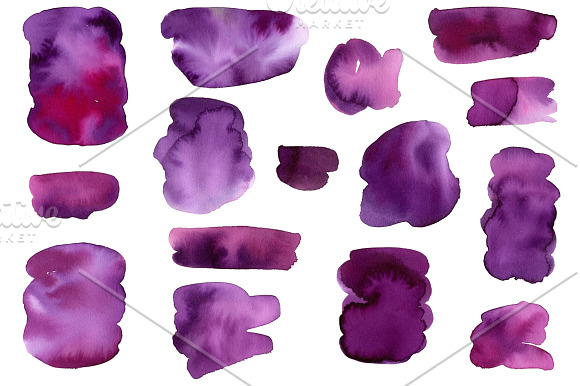 Violet Watercolor Spots Splashes PNG in Illustrations - product preview 1