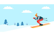 Skier and Winter Nature Poster