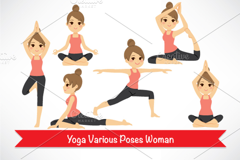 Yoga Various Poses Woman
