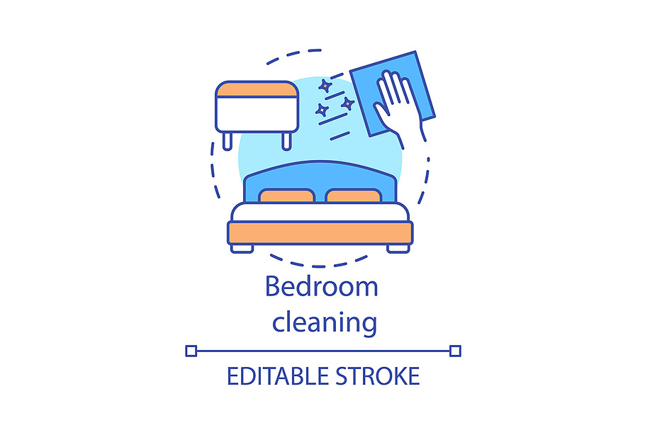 Bedroom cleaning concept icon