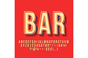 Bar 3d vintage vector lettering