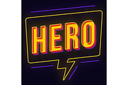Hero vintage 3d neon light lettering