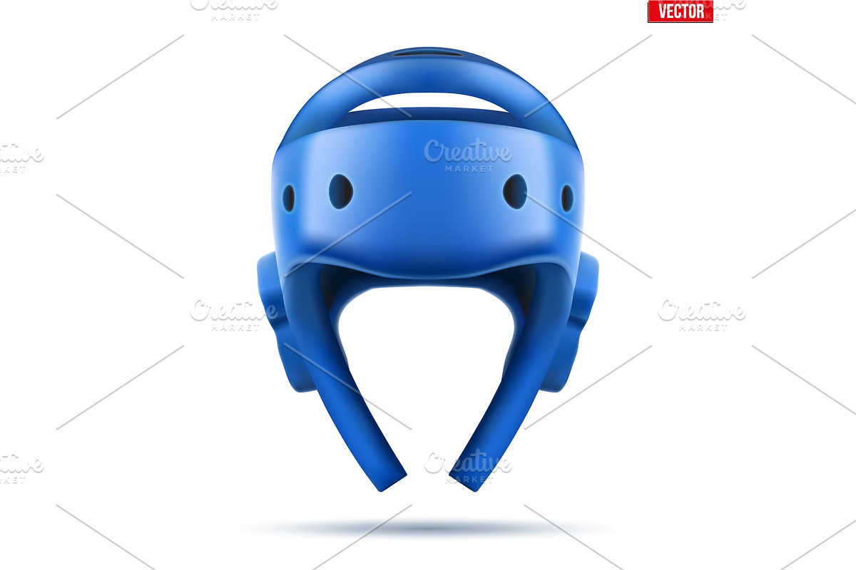 Blue Taekwondo helmet in Illustrations - product preview 8