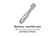Bamboo toothbrush linear icon