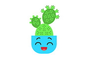 Prickly pear cactus flat design icon