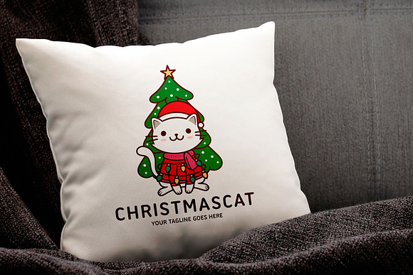 Cute Christmas Kawaii Cat Logo in Logo Templates - product preview 2