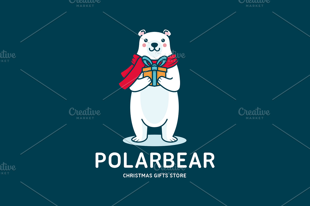 Cute Polar Bear Christmas Logo in Logo Templates - product preview 8