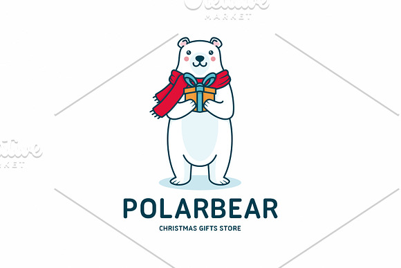 Cute Polar Bear Christmas Logo in Logo Templates - product preview 1