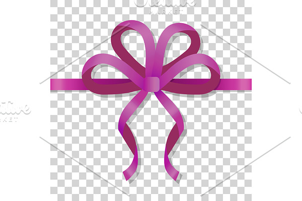 Purple Thin Bow on Transparent