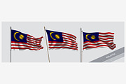 Set of Malaysia waving flag vector